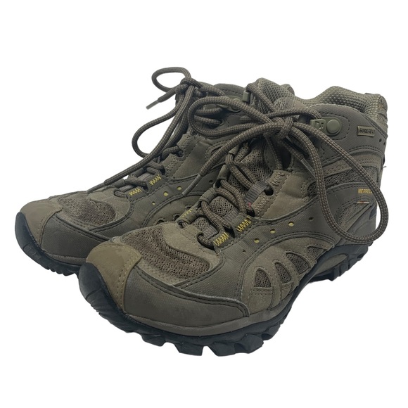 Merrell Vibram Gore-Tex Hiking Boots Olive Khaki Waterproof Trail Shoes 8 - Picture 5 of 15